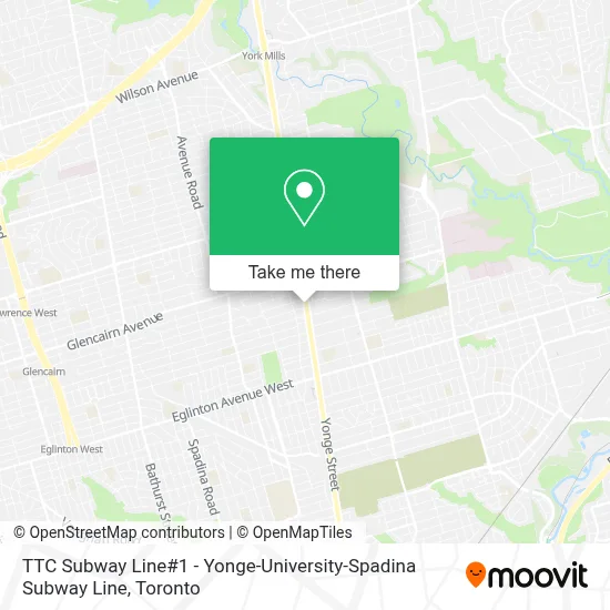 TTC Subway Line#1 - Yonge-University-Spadina Subway Line map