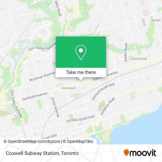 Coxwell Subway Station map