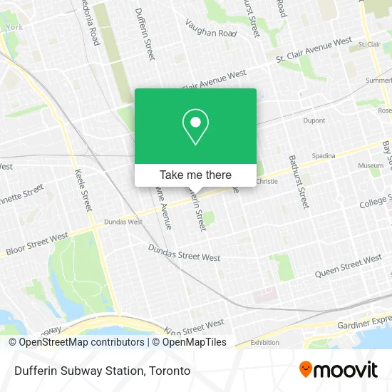 Dufferin Subway Station map