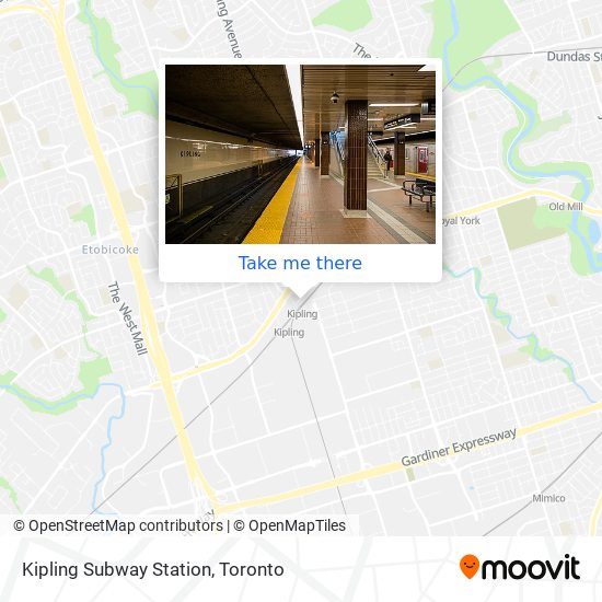 Kipling Subway Station map
