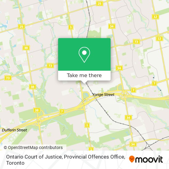Ontario Court of Justice, Provincial Offences Office map