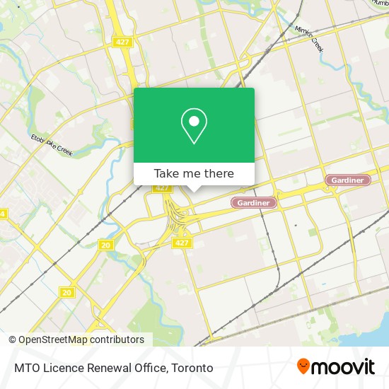 MTO Licence Renewal Office map