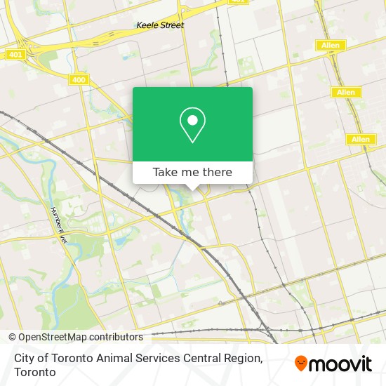 City of Toronto Animal Services Central Region map