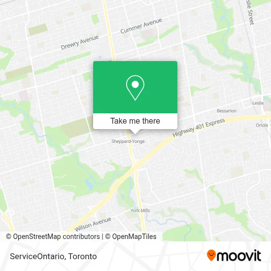 ServiceOntario map