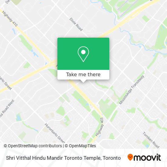 Shri Vitthal Hindu Mandir Toronto Temple map