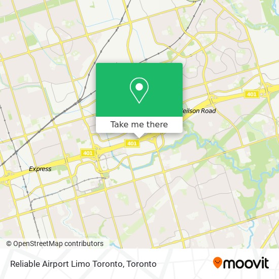 Reliable Airport Limo Toronto map