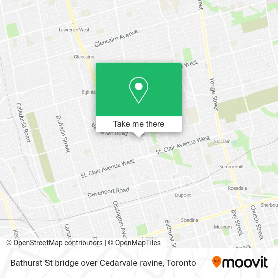 Bathurst St bridge over Cedarvale ravine map