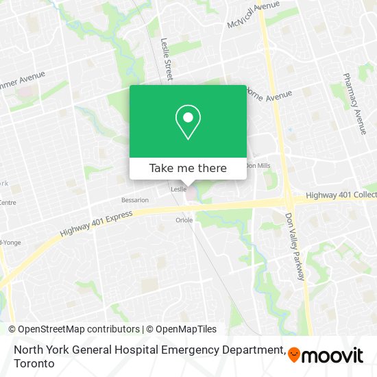 North York General Hospital Emergency Department map