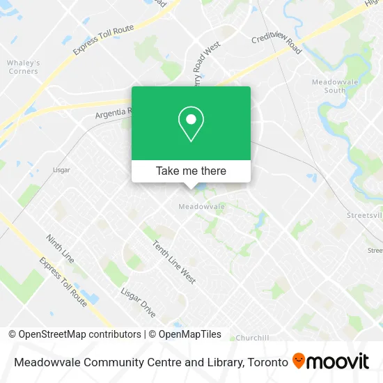 Meadowvale Community Centre and Library map