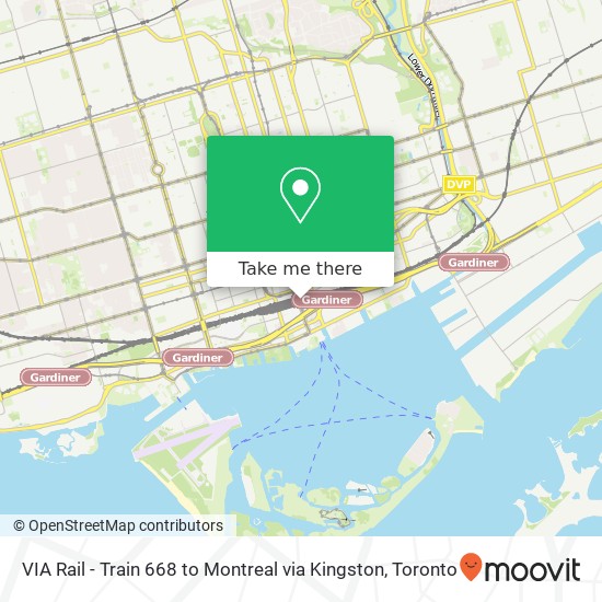 VIA Rail - Train 668 to Montreal via Kingston map