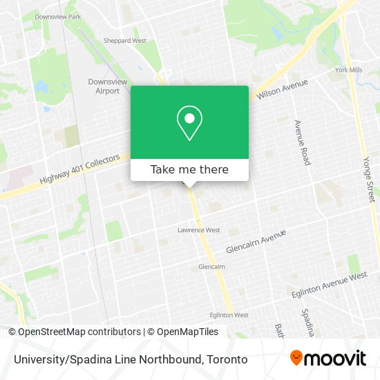 University / Spadina Line Northbound map