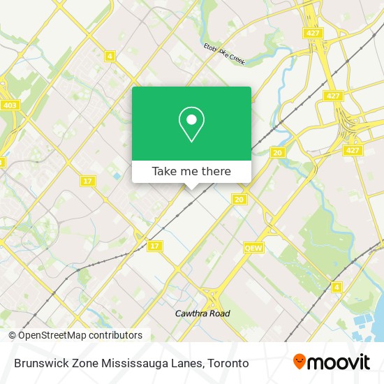 Brunswick Zone Mississauga Lanes map