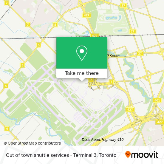 Out of town shuttle services - Terminal 3 map