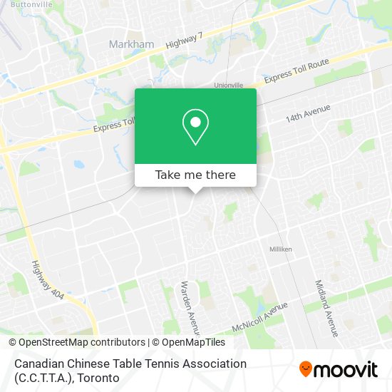 Canadian Chinese Table Tennis Association (C.C.T.T.A.) map