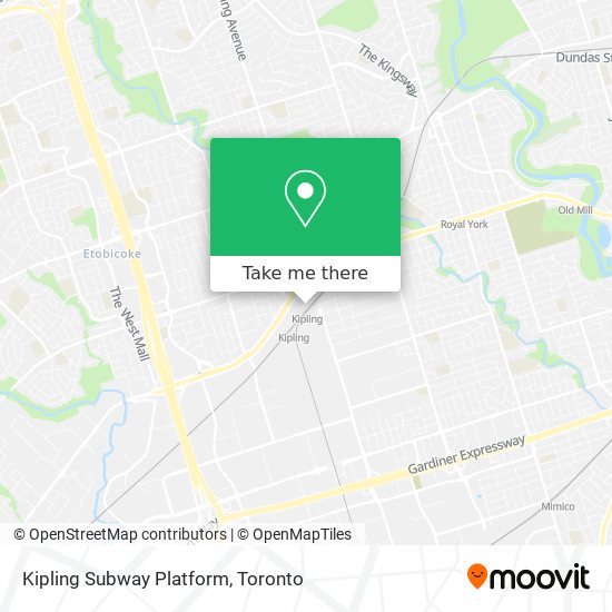 Kipling Subway Platform map