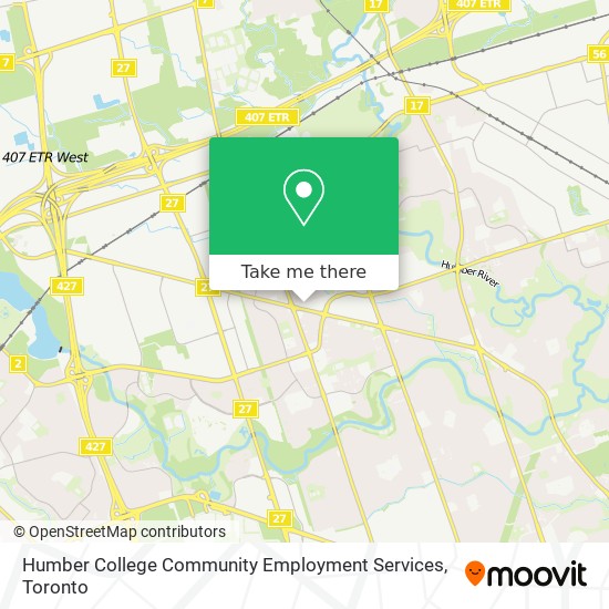 Humber College Community Employment Services map