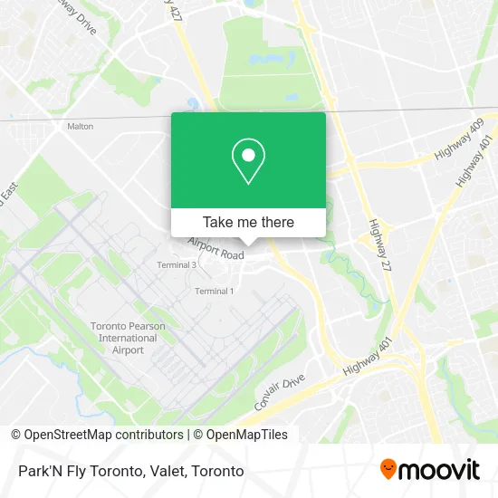 Park'N Fly Toronto, Valet map