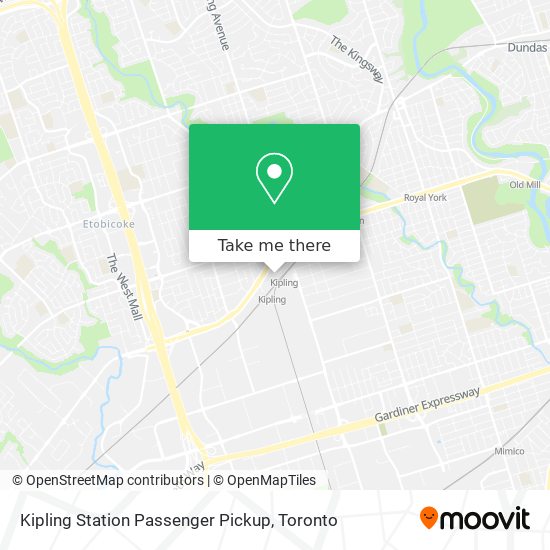 Kipling Station Passenger Pickup map