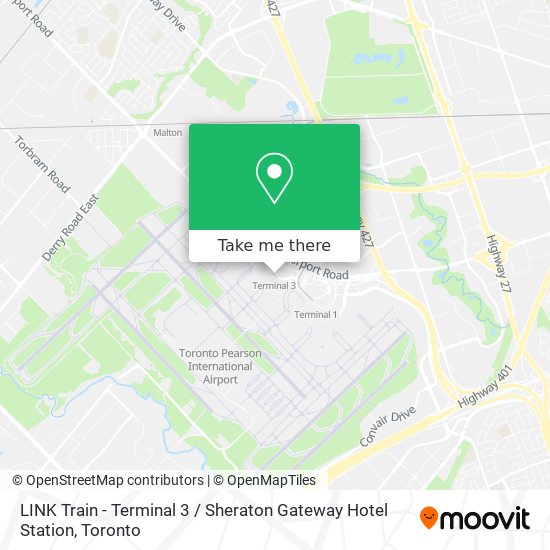 LINK Train - Terminal 3 / Sheraton Gateway Hotel Station map
