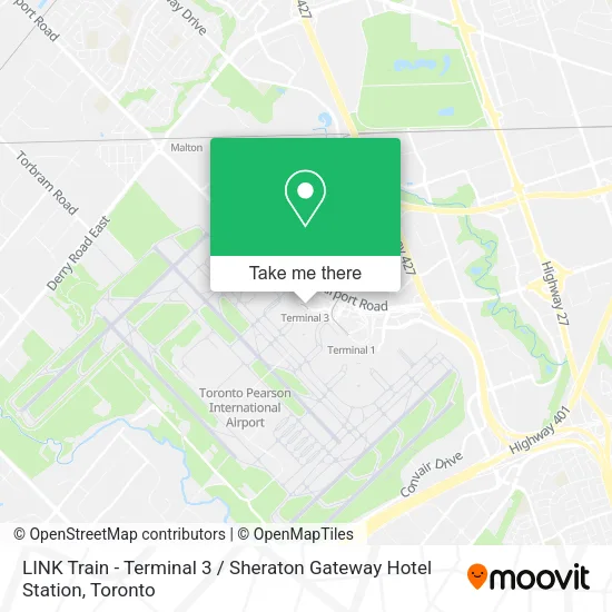 LINK Train - Terminal 3 / Sheraton Gateway Hotel Station map