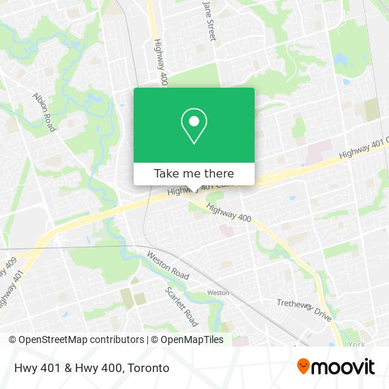 Hwy 401 & Hwy 400 map