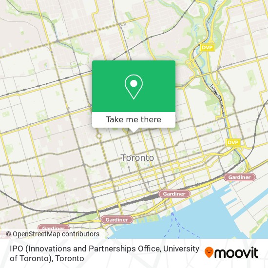 IPO (Innovations and Partnerships Office, University of Toronto) map