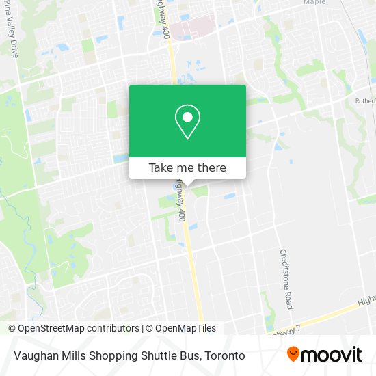 Vaughan Mills Shopping Shuttle Bus map