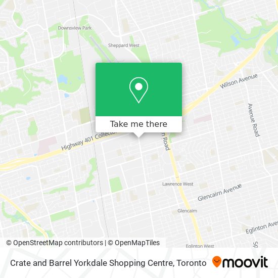 Crate and Barrel Yorkdale Shopping Centre map