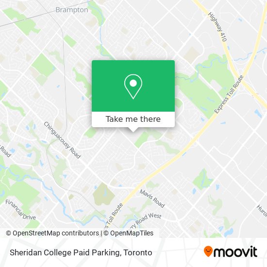 Sheridan College Paid Parking map