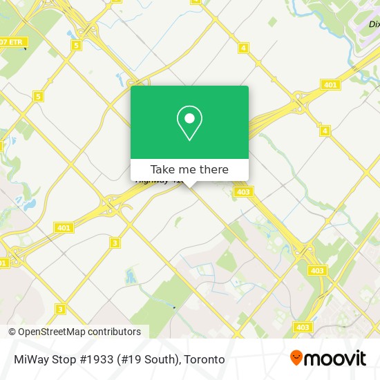 MiWay Stop #1933 (#19 South) map