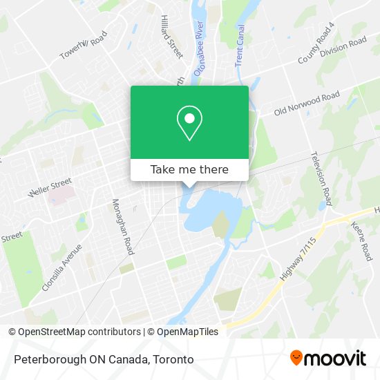 Peterborough ON Canada map
