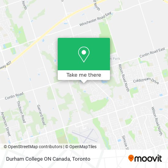 Durham College ON Canada map