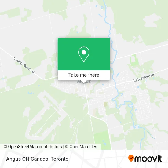 Angus ON Canada map