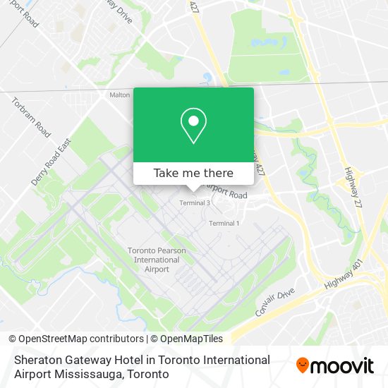 Sheraton Gateway Hotel in Toronto International Airport Mississauga map