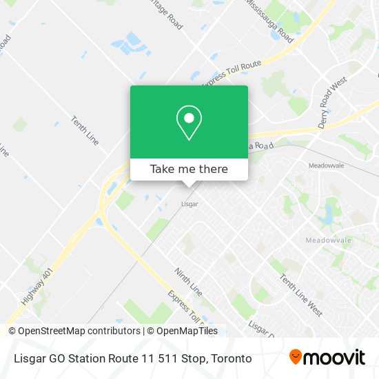 Lisgar GO Station Route 11 511 Stop map