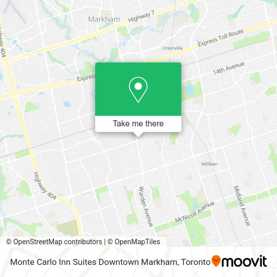 Monte Carlo Inn Suites Downtown Markham map