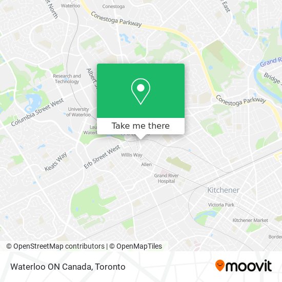 Waterloo ON Canada map