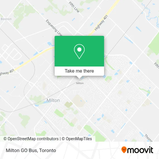 Milton GO Bus map