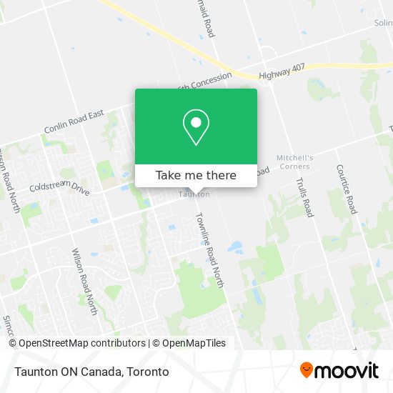 Taunton ON Canada map