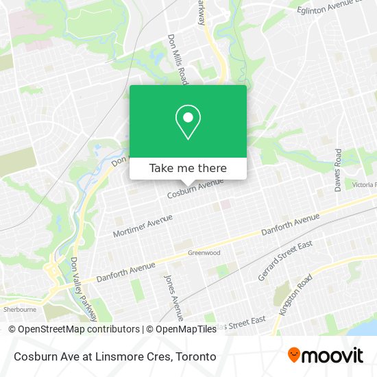 Cosburn Ave at Linsmore Cres map