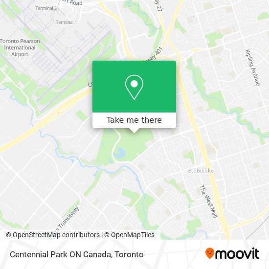 Centennial Park ON Canada map