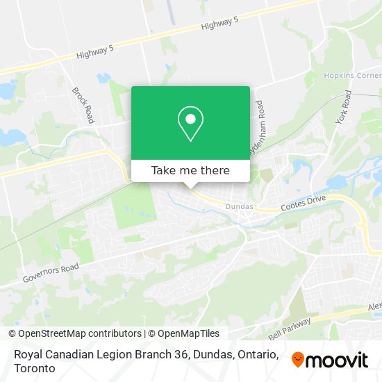 Royal Canadian Legion Branch 36, Dundas, Ontario map