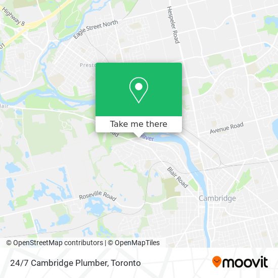 24/7 Cambridge Plumber map