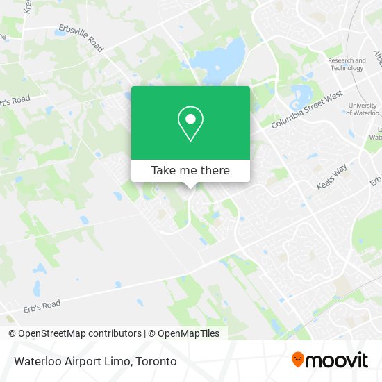 Waterloo Airport Limo map