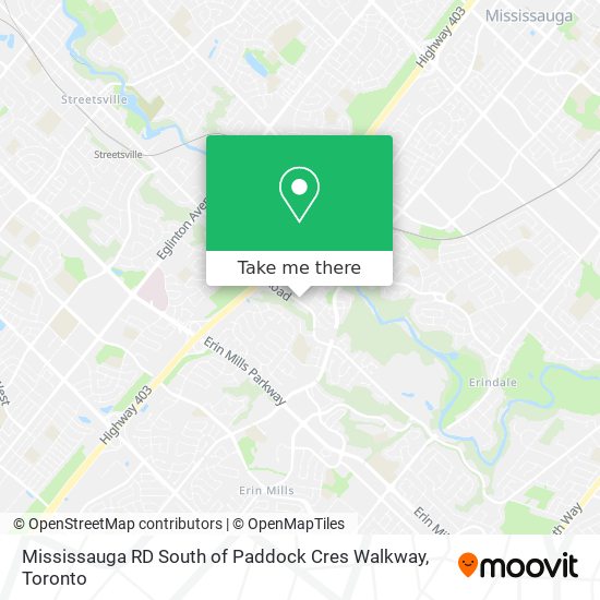 Mississauga RD South of Paddock Cres Walkway map