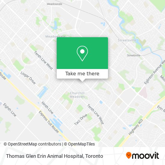 How to get to Thomas Glen Erin Animal Hospital in Mississauga by Bus?