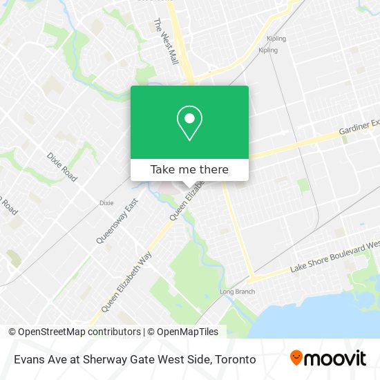 Evans Ave at Sherway Gate West Side map