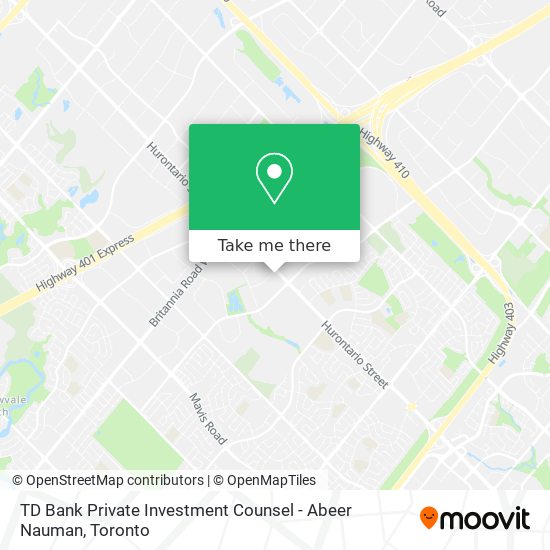 TD Bank Private Investment Counsel - Abeer Nauman map