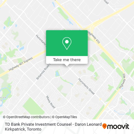 TD Bank Private Investment Counsel - Daron Leonard Kirkpatrick map