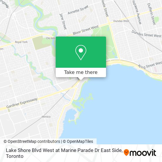 Lake Shore Blvd West at Marine Parade Dr East Side map